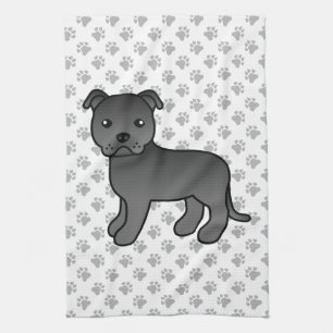 Schwarzer English Staffordshire Bull Terrier Hund Geschirrtuch