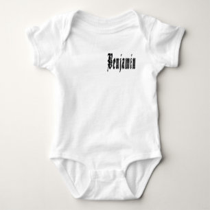 Schwarzer entworfener Benjamin-Name, Baby Strampler