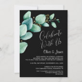 Schwarzer Eukalyptus-Hochzeitsempfang Einladung (Vorderseite)