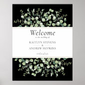 Schwarzer Eukalyptus Wedding Welcome Poster (Vorne)