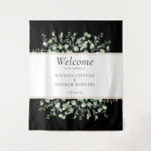 Schwarzer Eukalyptus Wedding Welcome Wandteppich (Vorderseite)