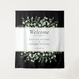 Schwarzer Eukalyptus Wedding Welcome Wandteppich