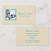 Schwarzer extravaganter Schmetterling mit hellblau Visitenkarte (Vorne/Hinten)