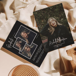 Schwarzer Extravaganter Script Foto Collage Abschl Ankündigung