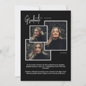 Schwarzer Extravaganter Script Foto Collage Abschl Ankündigung (Rückseite)