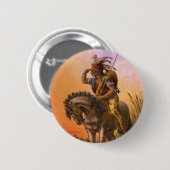 Schwarzer Falke-Eingeboren-amerikanischer Button (Vorne & Hinten)