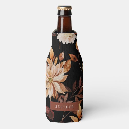 Schwarzer Fall Floral Flasche Cooler Flaschenkühler (Flaschenvorderseite)