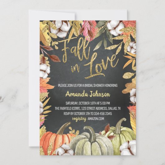 Schwarzer Fall in Liebe Brautdusche Einladung (Vorderseite)