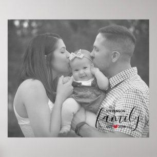 Schwarzer Familienname Est. Jahr Rotes Herz Foto Poster