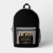 Schwarzer Farb Boss Bedruckter Rucksack (Vorderseite)