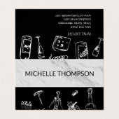 Schwarzer Farbblock aus weißem Marmor Visitenkarten (Außenseite Aufgefaltet)