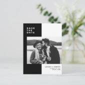 Schwarzer Farbblock Modernes Foto Save the Date Ankündigungspostkarte (Stehend Vorderseite)