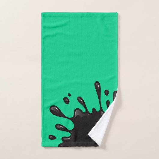 Schwarzer Farbspritzer auf Smaragdgrün Badhandtuch Set (Handtuch)