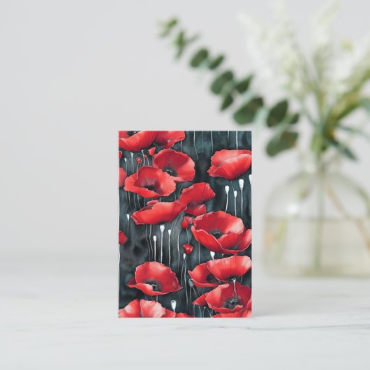 Schwarzer Farbton, 3D-Flora, 8k Res Visitenkarte (Stehend Vorderseite)