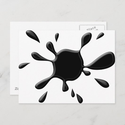 Schwarzer Farbtupfer Postkarte (Vorne/Hinten)