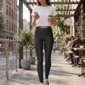 Schwarzer Faux-Denim Leggings