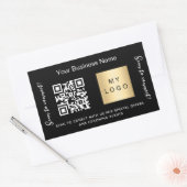 Schwarzer Firmenname Gold Logo qr Code Rechteckiger Aufkleber (Umschlag)