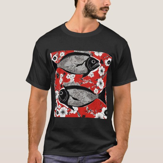 Schwarzer Fisch T-Shirt (Vorderseite)