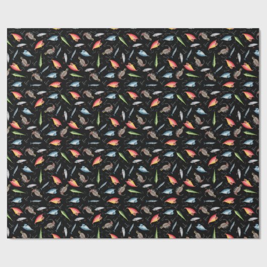 Schwarzer Fischfang Geschenkpapier (Flach)