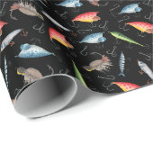 Schwarzer Fischfang Geschenkpapier (Rolleneckpunkt)