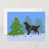 Schwarzer Flachbezug - Weihnachtswald Feiertagspostkarte (Vorne/Hinten)