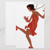 Schwarzer Flapper mit roter Folge Briefpapier (Vorne/Hinten)