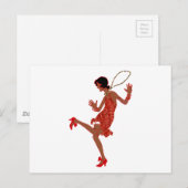 Schwarzer Flapper mit roter Folge Postkarte (Vorne/Hinten)
