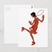 Schwarzer Flapper mit roter Folge Postkarte (Vorne/Hinten)