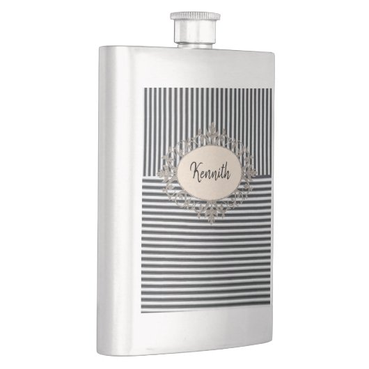 Schwarzer Flasche Streifen Flachmann (Rechts)