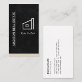 Schwarzer Fleck / Beige Trimm / Zuhause-Logo Visitenkarte (Vorne/Hinten)