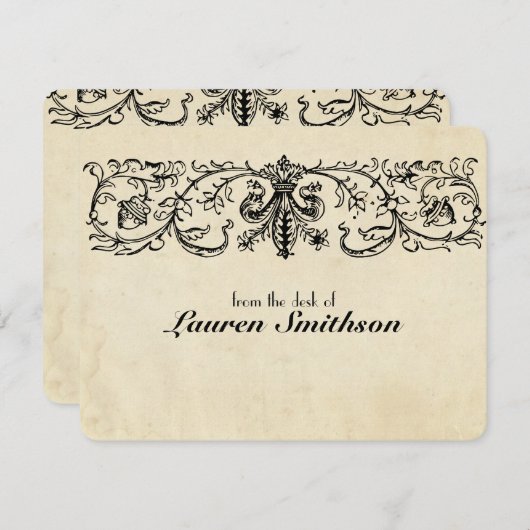 Schwarzer Fleur personalisiertes Notecards Einladung (Vorne/Hinten)