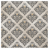 Schwarzer Flora-Damast auf Creme Stoff (Muster)