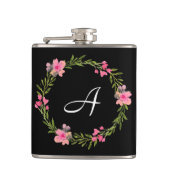 Schwarzer Floral Custom Monofile Flachmann (Vorderseite)