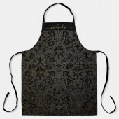 Schwarzer Floral Damask mit einer Spur Gold Schürze (Vorderseite)