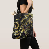 Schwarzer Floral Damask und Goldrausch Tasche (Von Nahem)
