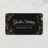 Schwarzer Floral Esthetiker QR Code Visitenkarte (Vorderseite)
