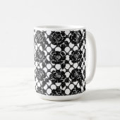 Schwarzer Floral Kaffeetasse (VorderseiteRechts)