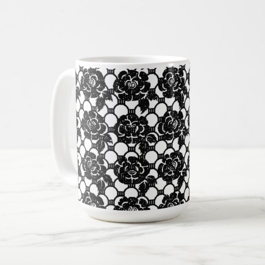 Schwarzer Floral Kaffeetasse (Vorderseite Links)