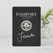 Schwarzer Florida Reisepass Save The Date (Stehend Vorderseite)