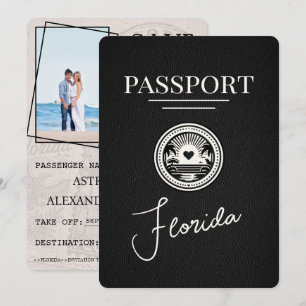 Schwarzer Florida Reisepass Save The Date