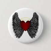 Schwarzer Flügel Halo Herz Button (Vorderseite)