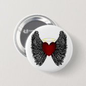 Schwarzer Flügel Halo Herz Button (Vorne & Hinten)