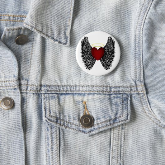 Schwarzer Flügel Halo Herz Button (Beispiel)