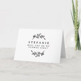 Schwarzer Foliage Kranz wird mein Blumenmädchen se Karte