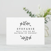 Schwarzer Foliage Wreath ist mein Ehrentrick Einladung (Stehend Vorderseite)