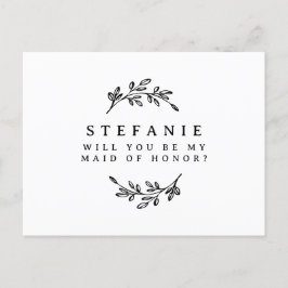 Schwarzer Folienkranz wird meine Trauzeugin sein Postkarte