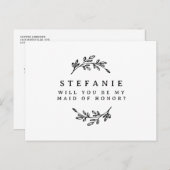 Schwarzer Folienkranz wird meine Trauzeugin sein Postkarte (Vorne/Hinten)