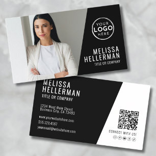 Schwarzer Foto-QR-Code Unternehmen Ihr Logo Visitenkarte