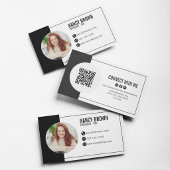 Schwarzer Foto-QR-Code Verbinde dich mit mir Minim Visitenkarte