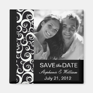 Schwarzer Foto-Save the Date Magnet